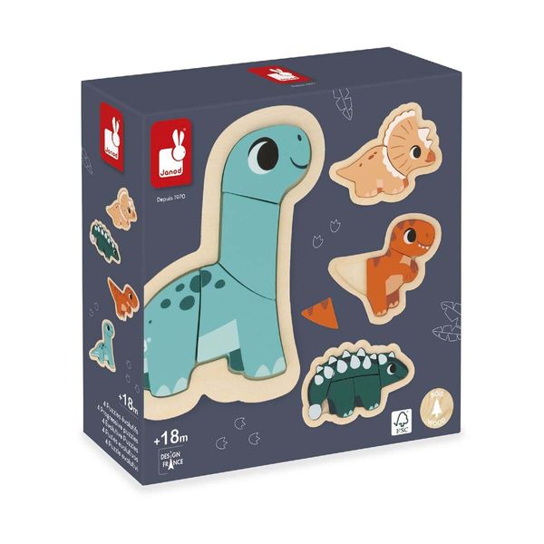 Janod Dino 4 με Προοδευτικό Βαθμό Δυσκολίας - Δεινόσαυροι J05824 Παζλ