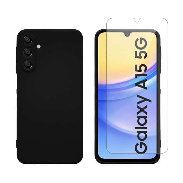 Redshield Redshield Samsung Galaxy A15 Silicone & Glass Black Θήκη Κινητού & Προστατευτικό Οθόνης