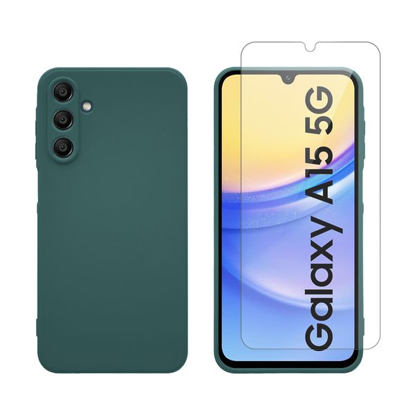 Redshield Redshield Samsung Galaxy A15 Silicone & Glass Green Θήκη Κινητού & Προστατευτικό Οθόνης