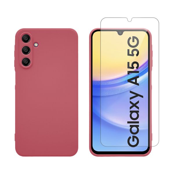 Redshield Redshield Samsung Galaxy A15 Silicone & Glass Red Θήκη Κινητού & Προστατευτικό Οθόνης