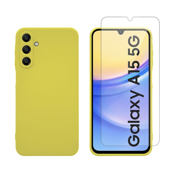 Redshield Redshield Samsung Galaxy A15 Silicone & Glass Yellow Θήκη Κινητού & Προστατευτικό Οθόνης