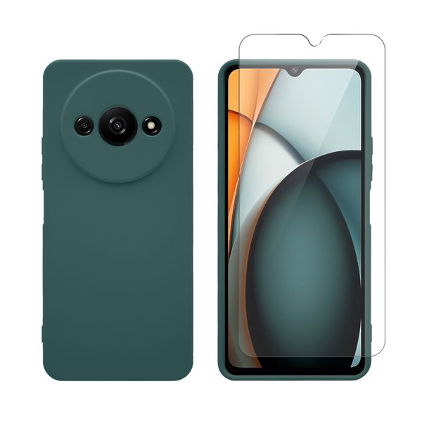 Redshield Redshield Xiaomi Redmi A3 Silicone & Glass Green Σετ - Θήκη Κινητου & Προστατευτικό Οθόνης