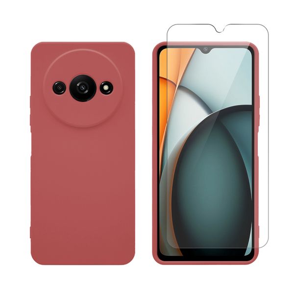 Redshield Redshield Xiaomi Redmi A3 Silicone & Glass Red Σετ - Θήκη Κινητου & Προστατευτικό Οθόνης