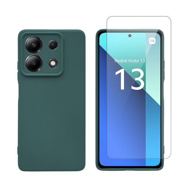 Redshield Redshield Xiaomi Redmi Note 13 5G Silicone Case & Glass Green Σετ - Θήκη Κινητου & Προστατευτικό Οθόνης