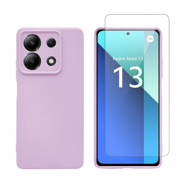 Redshield Redshield Xiaomi Redmi Note 13 5G Silicone Case & Glass Purple Σετ - Θήκη Κινητου & Προστατευτικό Οθόνης