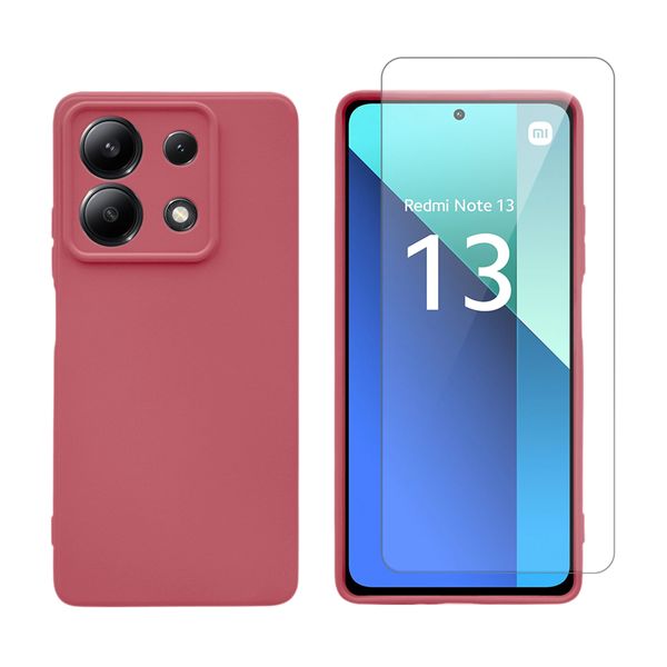 Redshield Redshield Xiaomi Redmi Note 13 5G Silicone Case & Glass Red Σετ - Θήκη Κινητου & Προστατευτικό Οθόνης