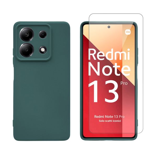 Redshield Redshield Xiaomi Redmi Note 13 Pro 5G Silicone Case & Glass Green Σετ - Θήκη Κινητου & Προστατευτικό Οθόνης