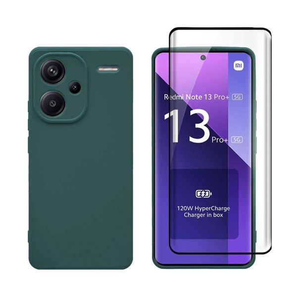 Redshield Redshield Xiaomi Redmi Note 13 Pro+ 5G Silicone Green & 3D Curved Full Face Tempered Glass Θήκη Κινητού & Προστατευτικό Οθόνης