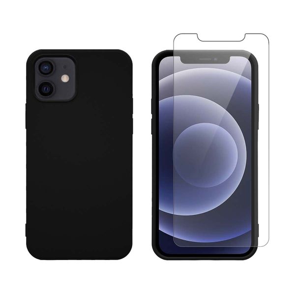 Redshield Redshield iPhone 12/12 Pro Silicone Black Case & Tempered Glass Θήκη Κινητού & Προστατευτικό Οθόνης