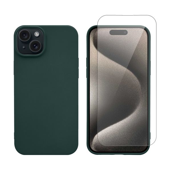 Redshield Redshield iPhone 15 Silicone Case & Glass Green Θήκη Κινητού & Προστατευτικό Οθόνης