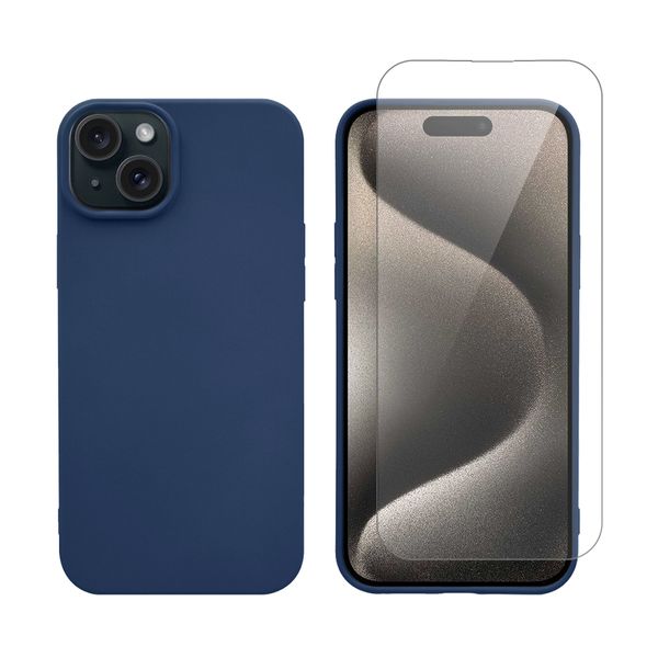 Redshield Redshield iPhone 15 Silicone Case & Glass Blue Θήκη Κινητού & Προστατευτικό Οθόνης