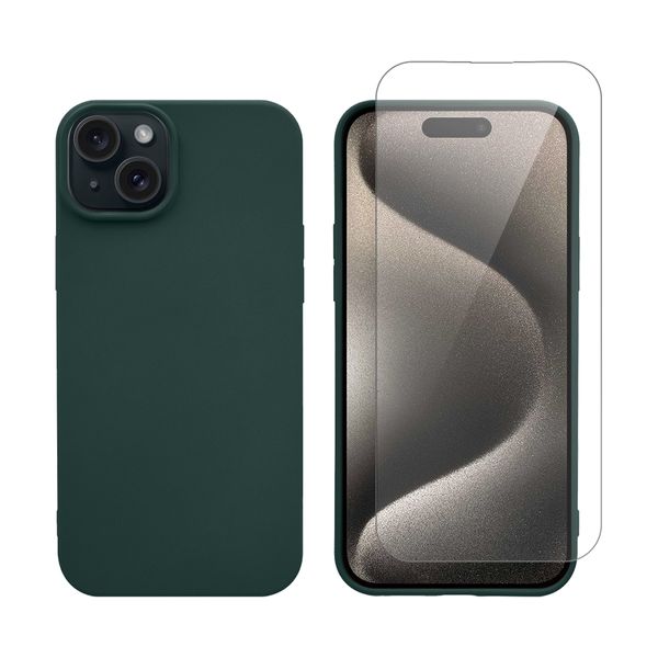 Redshield Redshield Silicone Case & Glass Set Green για iPhone 15 Plus Θήκη Κινητού & Προστατευτικό Οθόνης