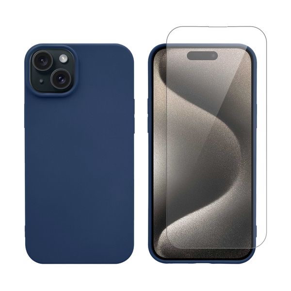 Redshield Redshield Silicone Case & Glass Set Blue για iPhone 15 Plus Θήκη Κινητού & Προστατευτικό Οθόνης