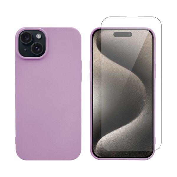 Redshield Redshield Silicone Case & Glass Set Purple για iPhone 15 Plus Θήκη Κινητού & Προστατευτικό Οθόνης