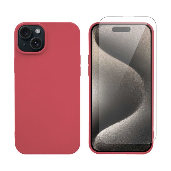 Redshield Redshield Silicone Case & Glass Set Red για iPhone 15 Plus Θήκη Κινητού & Προστατευτικό Οθόνης