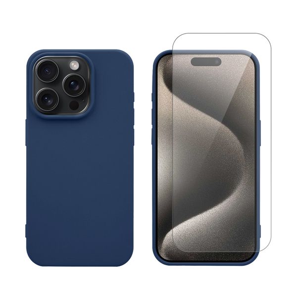 Redshield Redshield iPhone 15 Pro Silicone Case & Glass Blue Θήκη Κινητού & Προστατευτικό Οθόνης