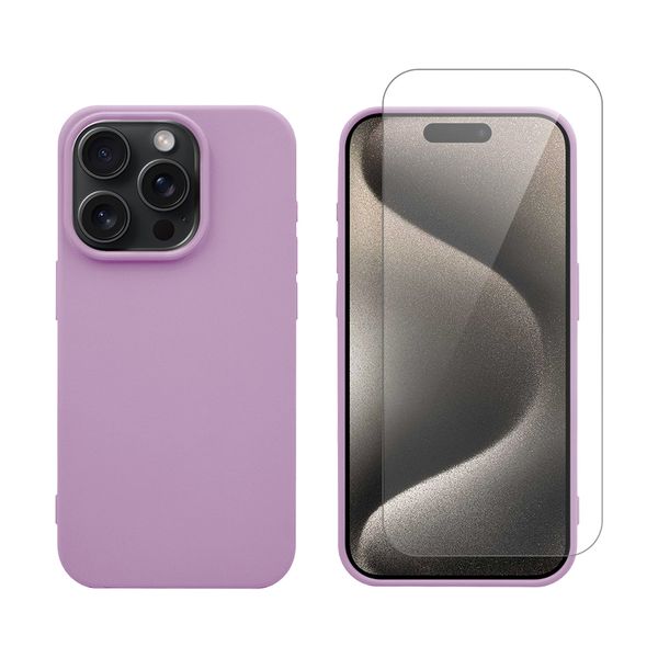 Redshield Redshield iPhone 15 Pro Silicone Case & Glass Purple Θήκη Κινητού & Προστατευτικό Οθόνης