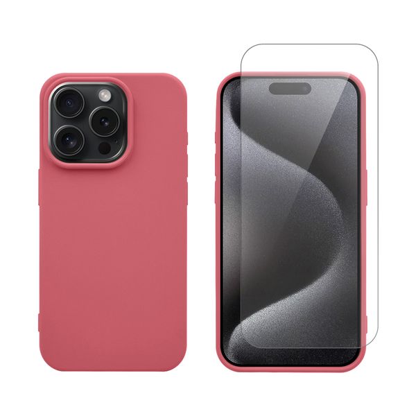 Redshield Redshield Silicone Case & Glass Set Red για iPhone 15 Pro Θήκη Κινητού & Προστατευτικό Οθόνης