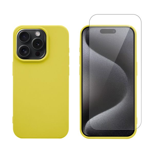 Redshield Redshield Silicone Case & Glass Set Yellow για iPhone 15 Pro Θήκη Κινητού & Προστατευτικό Οθόνης