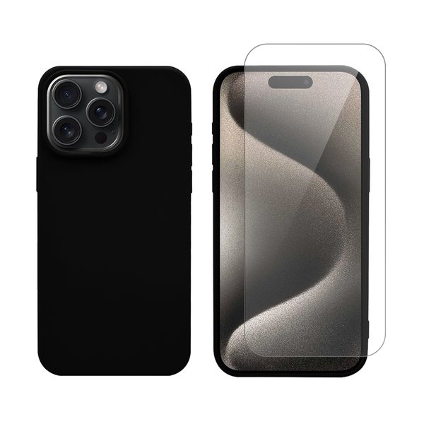 Redshield Redshield Silicone Case & Glass Set Black για iPhone 15 Pro Max Θήκη Κινητού & Προστατευτικό Οθόνης