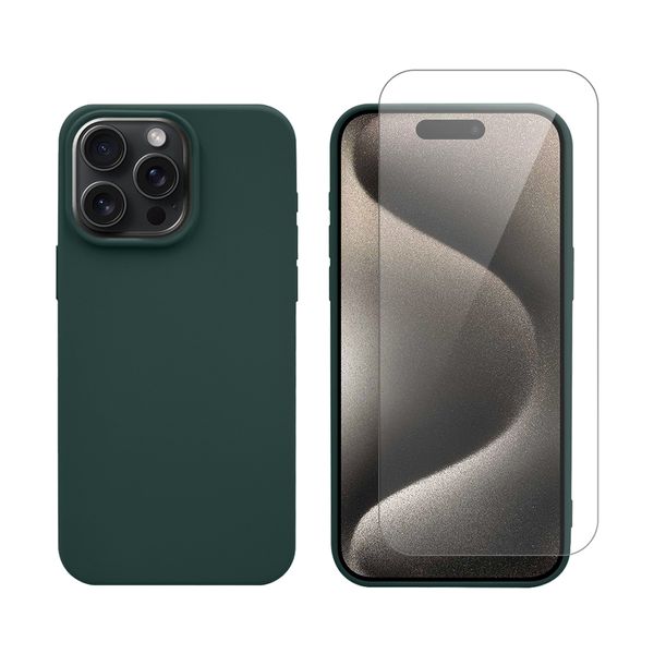 Redshield Redshield Silicone Case & Glass Set Green για iPhone 15 Pro Max Θήκη Κινητού & Προστατευτικό Οθόνης