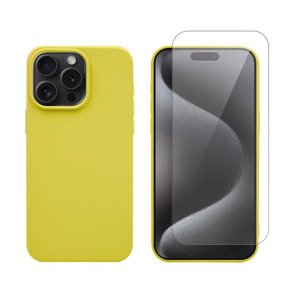 Redshield Redshield Silicone Case & Glass Set Yellow για iPhone 15 Pro Max Θήκη Κινητού & Προστατευτικό Οθόνης