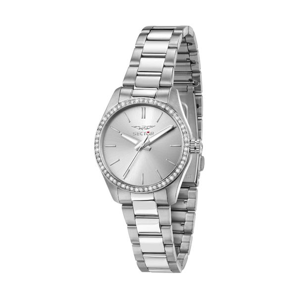 Sector 270 Crystals Silver Stainless Steel Bracelet Ρολόι Χειρός