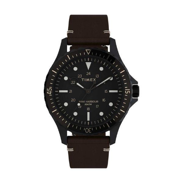 Timex Trend Navi XL Brown Leather Strap Ρολόι Χειρός