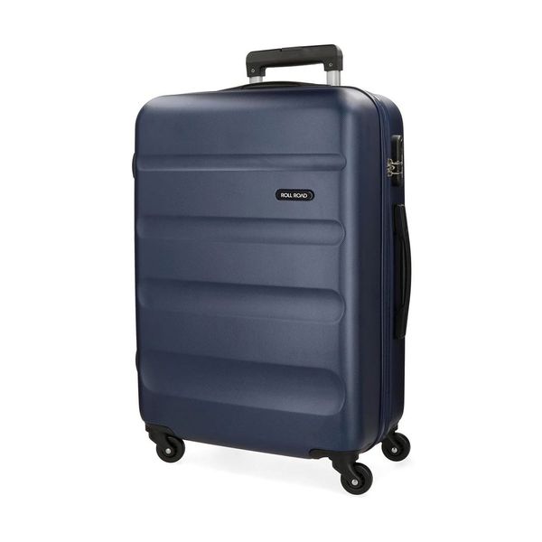 Roll Road Roll Road Μεσαία ABS 65x46x23cm Flex Navy Blue Βαλίτσα Ταξιδίου