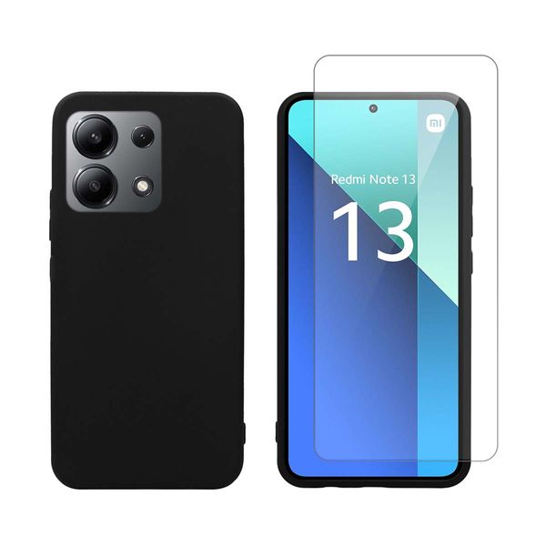 Redshield Redshield Xiaomi Redmi Note 13 Silicone Black & Tempered Glass Θήκη Κινητού & Προστατευτικό Οθόνης