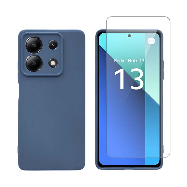 Redshield Redshield Xiaomi Redmi Note 13 Silicone Navy & Tempered Glass Θήκη Κινητού & Προστατευτικό Οθόνης