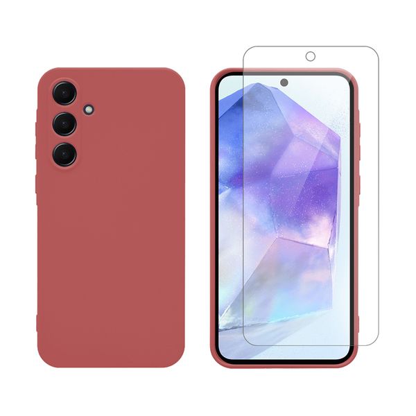 Redshield Redshield Samsung Galaxy A55 TPU Tea Red & Tempered Glass Θήκη Κινητού & Προστατευτικό Οθόνης