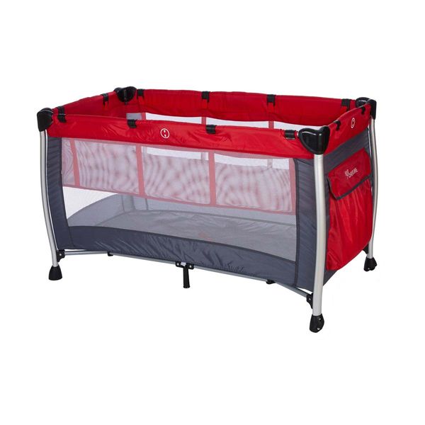 Baby Adventure Baby Adventure Holiday Aluminium 2 Θέσεων 60x120cm Red Grey Λίκνο - Παρκοκρέβατο