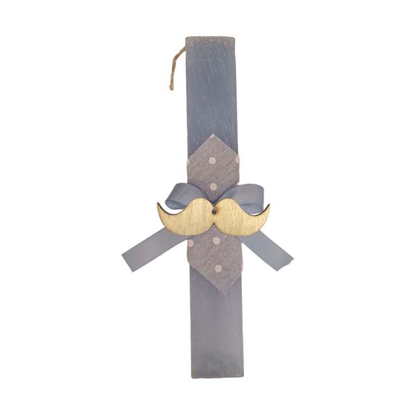 Deris Metal Μαντήλι & Ξύλινο Μουστάκι Πλακέ Ξυστή Λαμπάδα