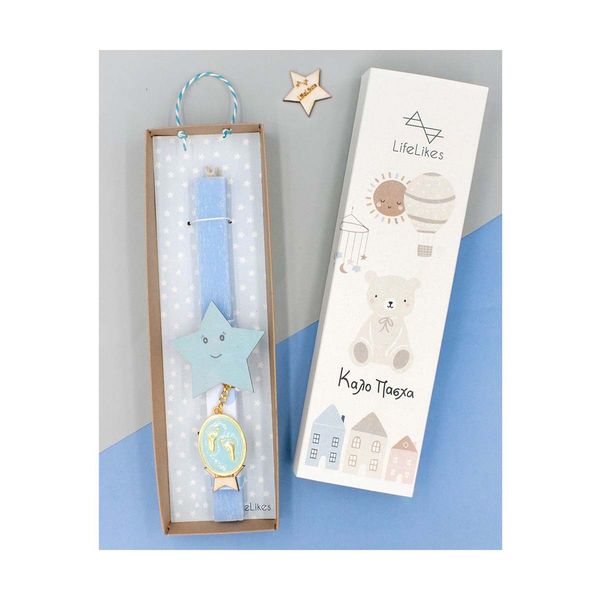 LifeLikes Πατουσάκια Μπλε σε Κουτί Λαμπάδα