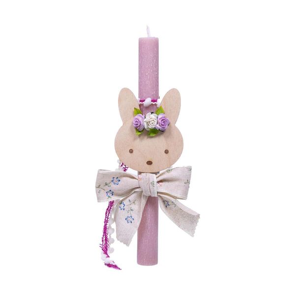 Λαγουδίνα Ζωγραφισμένο Ξύλο Αρωματική Στρογγυλή Λαμπάδα