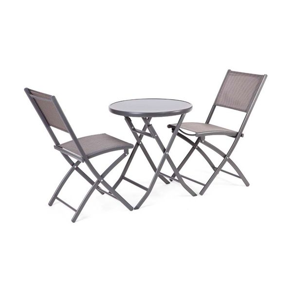 Fieldmann Σετ Μεταλλικό Στρογγυλό Τραπέζι με Καρέκλες Textilene Εξωτερικού Χώρου FDZN 5002