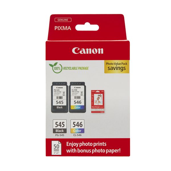 Canon PG-545/CL-546 Multipack + Photo Paper 50sh Carton Pack Μελάνι InkJet