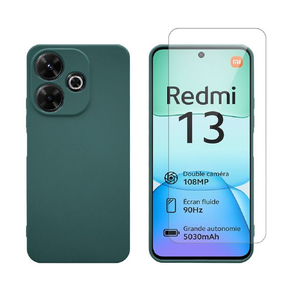 Redshield Redmi 13 4G Green Θήκη Κινητού & Προστατευτικό Οθόνης