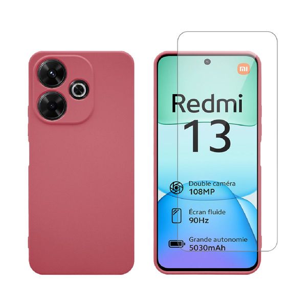 Redshield Redmi 13 4G Red Θήκη Κινητού & Προστατευτικό Οθόνης