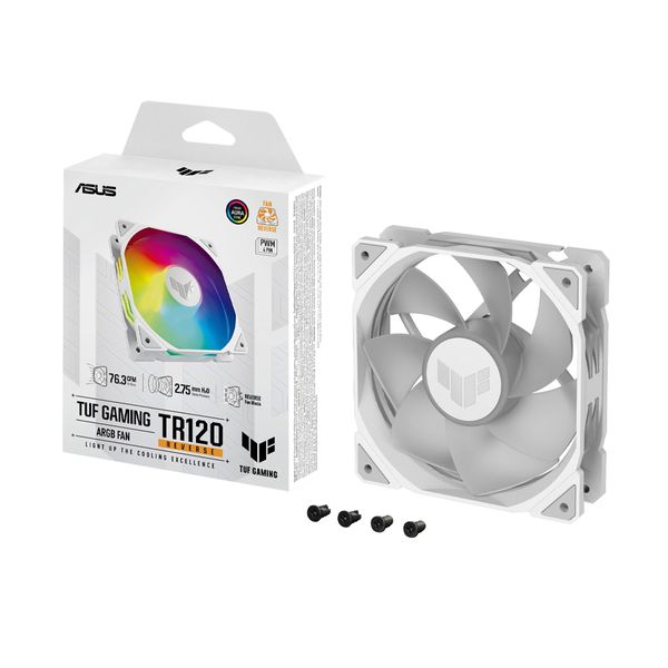 Asus TUF Gaming TR120 ARGB Reverse Blade Single Pack White Ανεμιστήρας Υπολογιστή