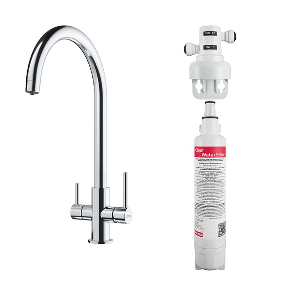 Franke Lina J Standard Clear Water Chrome Μπαταρία με Φίλτρο