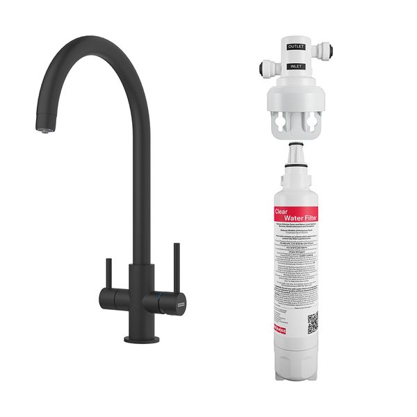 Franke Lina J Standard Clear Water Black Matt Μπαταρία με Φίλτρο