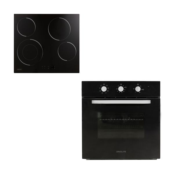 Davoline Εντοιχιζόμενος φούρνος με Εστία OHCS8004 Black Set Εντοιχισμού