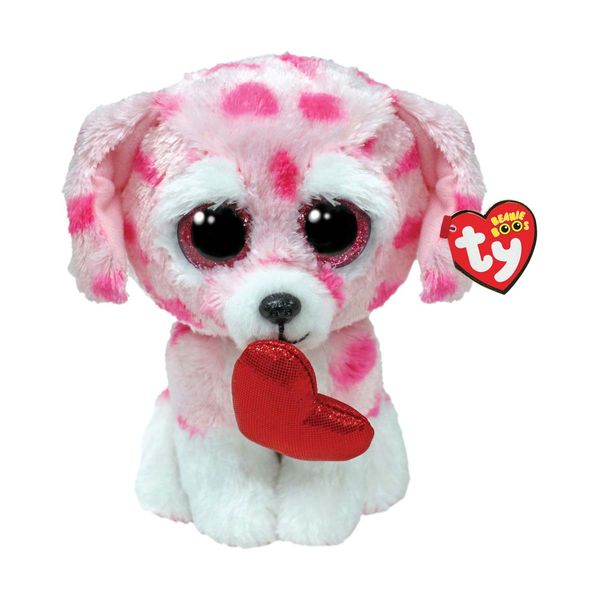 TY Χνουδωτό Σκύλος Ροζ με Καρδιά 15cm 1607-37340