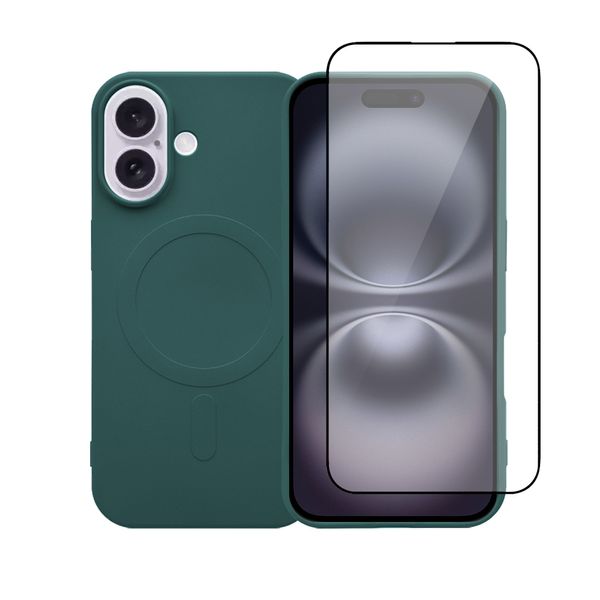 Redshield iPhone 16 Plus MagSafe Silicone Case & Glass Green Θήκη Κινητού & Προστατευτικό Οθόνης