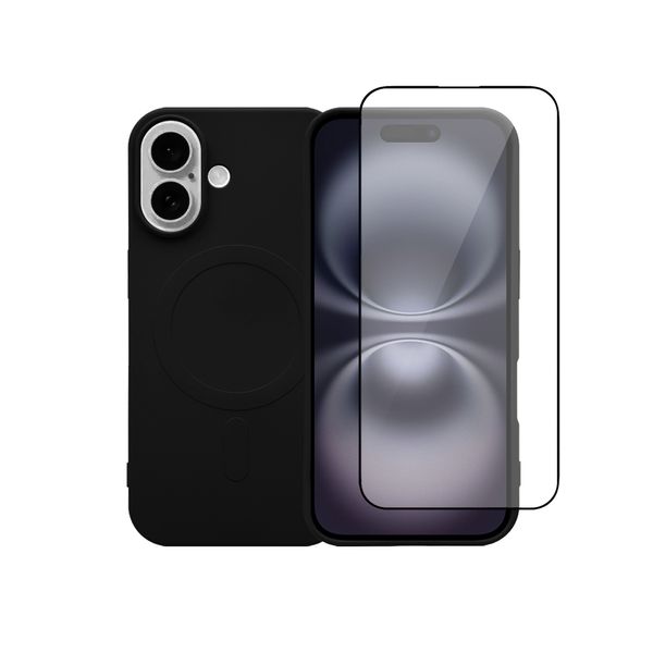 Redshield iPhone 16 MagSafe Silicone Case & Glass Black Θήκη Κινητού & Προστατευτικό Οθόνης