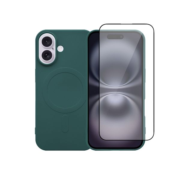 Redshield iPhone 16 MagSafe Silicone Case & Glass Green Θήκη Κινητού & Προστατευτικό Οθόνης