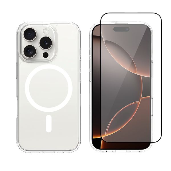 Redshield iPhone 16 Pro Acrylic with MagSafe & Tempered Glass Black Σετ - Θήκη Κινητου & Προστατευτικό Οθόνης