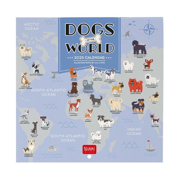 Legami Ημερολόγιο Τοίχου 2025 18x18cm Dogs Of The World